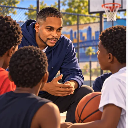 Illustrated Jacksonville public-health story 4: Coaches and mentors can help young people feel seen.