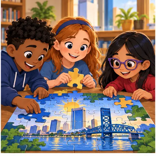 Solve Together illustrated children’s civic-learning campaign shirt