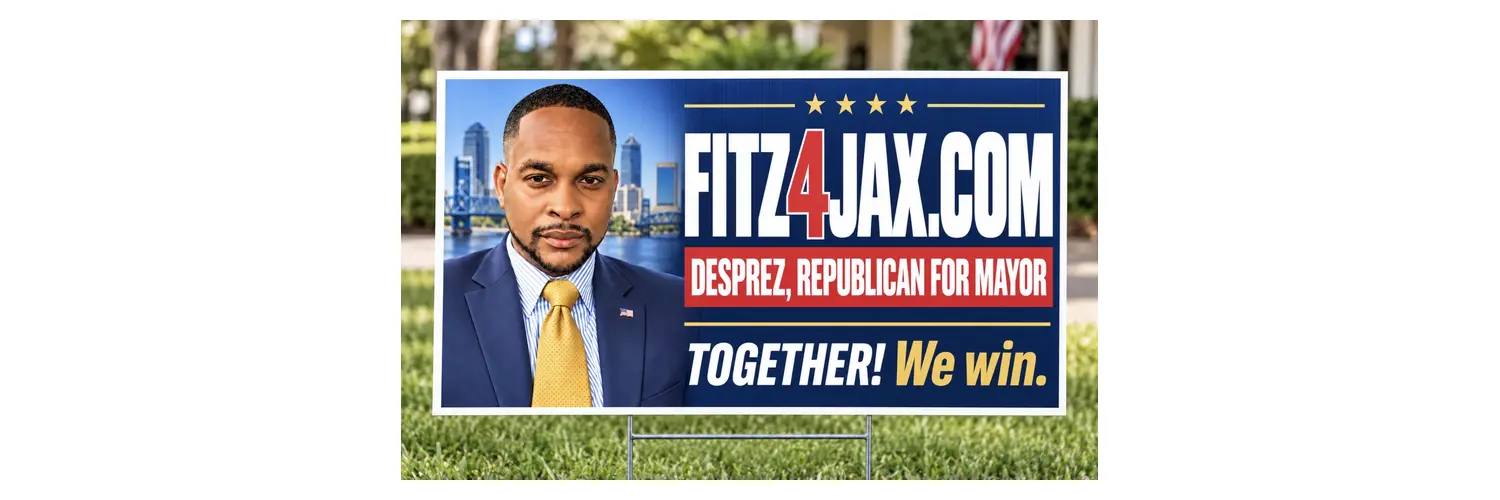 FITZ4JAX portrait auto decal featuring Fitz Desprez and Together We Win